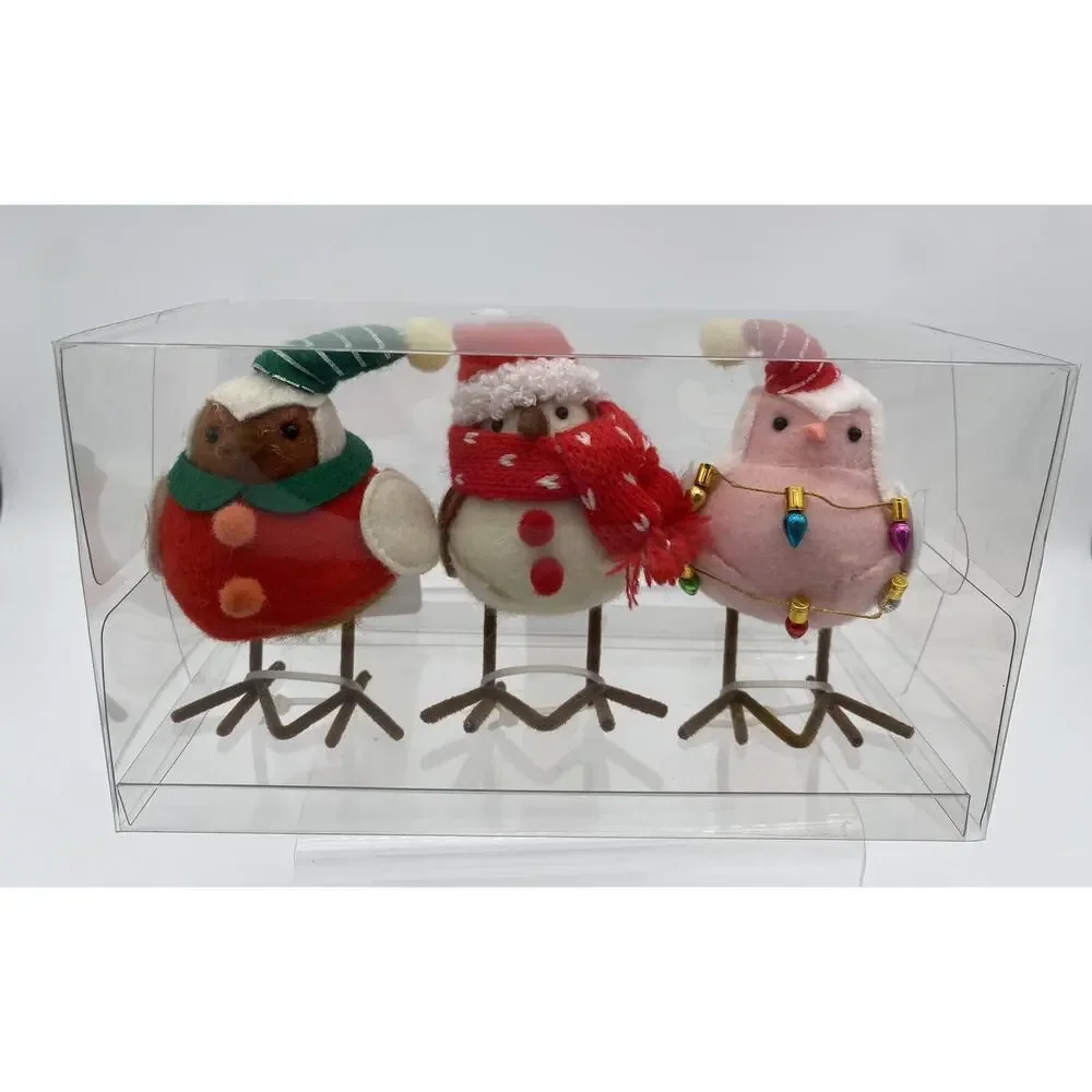 Target Featherly Friends 3-Pack Mini Christmas Fabric Birds 2023 Tinsel